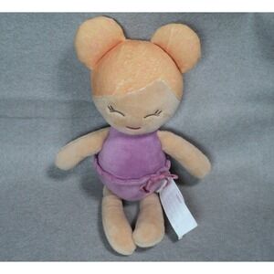 LullaBaby Plush Ballerina Doll Orange Hair Buns Purple Leotard Soft Toy 9"